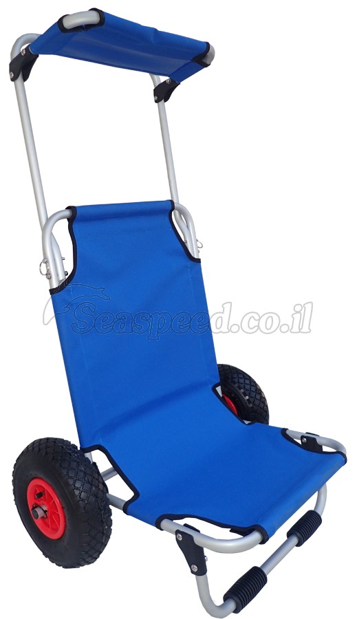 עגלה חוף ים וקמפינג לנשיאת ציוד ואביזרים כולל מושב מרופד וגגון Speedy Roof Cart